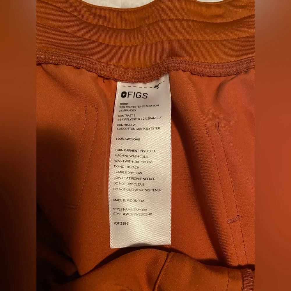 Figs Rust Jogger Pants with rust colored size xl petite Pink Accents scrub pants - Picture 6 of 11